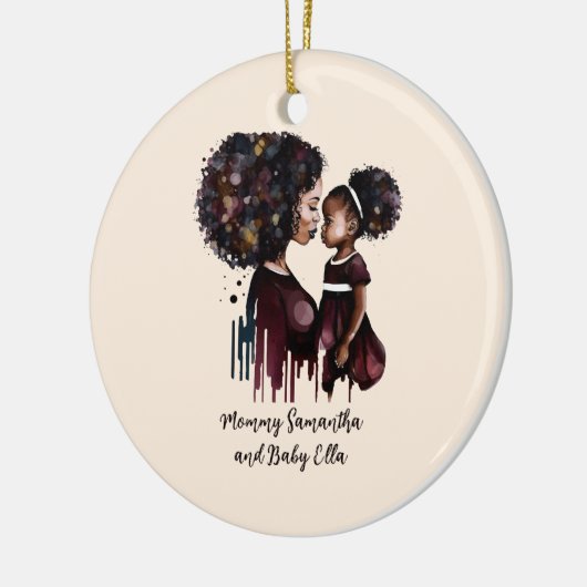 Gepersonaliseerde zwarte mam en dochter (4) keramisch ornament (Links)