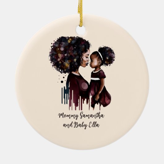 Gepersonaliseerde zwarte mam en dochter (4) keramisch ornament (Achterkant)
