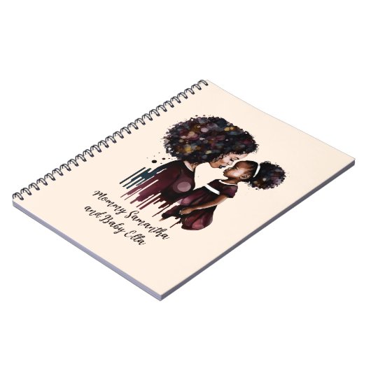 Gepersonaliseerde zwarte mam en dochter (4) notitieboek (Linkerzijde)