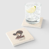 Gepersonaliseerde zwarte mam en dochter (5) stenen onderzetter (Zijkant)