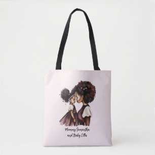 Gepersonaliseerde zwarte mam en dochter (5) tote bag