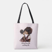 Gepersonaliseerde zwarte mam en dochter (5) tote bag (Achterkant)