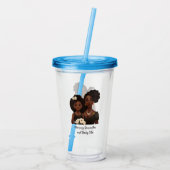 Gepersonaliseerde zwarte mam en dochter (6) acryl drinkbeker (Achterkant)