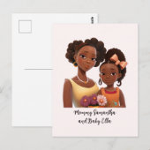 Gepersonaliseerde zwarte mam en dochter (7) briefkaart (Voorkant / Achterkant)