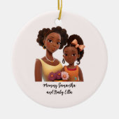 Gepersonaliseerde zwarte mam en dochter (7) keramisch ornament (Voorkant)