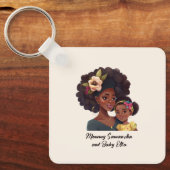 Gepersonaliseerde zwarte mam en dochter (8) sleutelhanger (Voorkant)