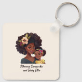 Gepersonaliseerde zwarte mam en dochter (8) sleutelhanger (Achterkant)