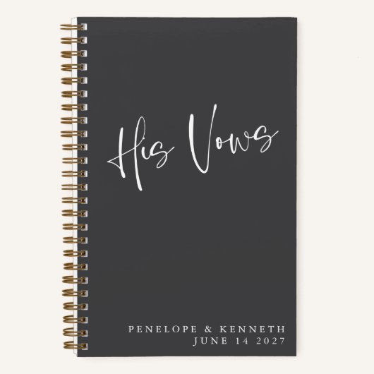 Gepersonaliseerde zwarte minimalistische bruiloft  notitieboek (Voorkant)