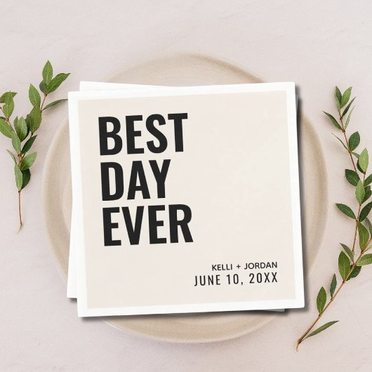 Gepersonaliseerde zwarte moderne beste dag ooit br servet