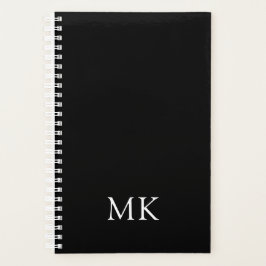 Gepersonaliseerde zwarte moderne monogram Initiale Planner