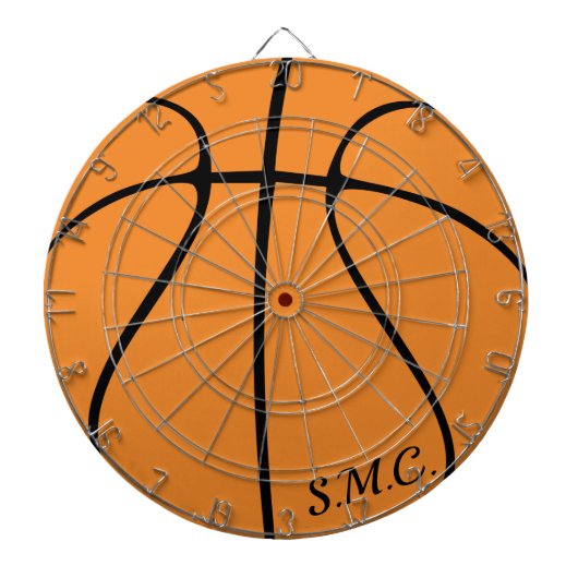 Gepersonaliseerde zwarte moderne oranje Basketball Dartbord (Voorkant)