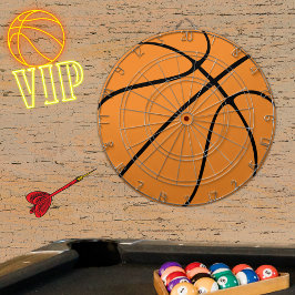 Gepersonaliseerde zwarte moderne oranje Basketball Dartbord