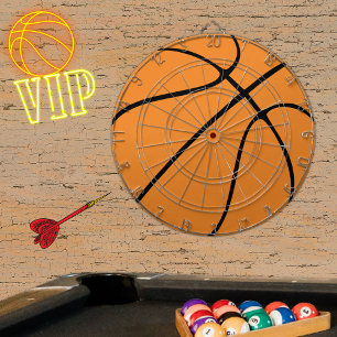 Gepersonaliseerde zwarte moderne oranje Basketball Dartbord