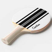 Gepersonaliseerde zwarte moderne racestrepen tafeltennisbatje (Voorkant Gekanteld)