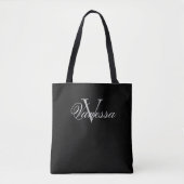 Gepersonaliseerde zwarte monogram Canvas tas (Voorkant)