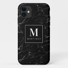Gepersonaliseerde zwarte monogram Case-Mate iPhone case