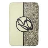 Gepersonaliseerde zwarte monogram crème luipaard badmat (Voorkant Verticaal)