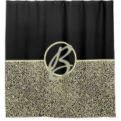Gepersonaliseerde zwarte monogram crème luipaard douchegordijn (Voorkant)