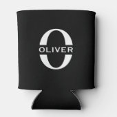 Gepersonaliseerde zwarte monogram en witte naam blikjeskoeler (Achterkant)