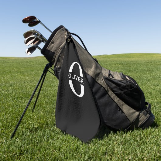 Gepersonaliseerde zwarte monogram en witte naam golfhanddoek (Groen)