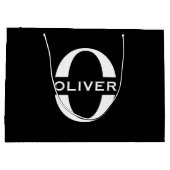 Gepersonaliseerde zwarte monogram en witte naam groot cadeauzakje (Achterkant)