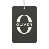 Gepersonaliseerde zwarte monogram en witte naam luchtverfrisser (Voorkant)