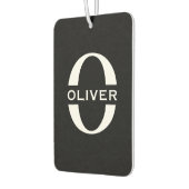 Gepersonaliseerde zwarte monogram en witte naam luchtverfrisser (Links)