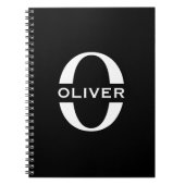 Gepersonaliseerde zwarte monogram en witte naam notitieboek (Voorkant)
