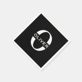 Gepersonaliseerde zwarte monogram en witte naam servet (Hoek)