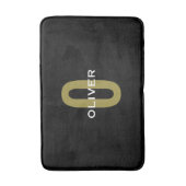 Gepersonaliseerde zwarte monogram Gold White Name Badmat (Voorkant Verticaal)