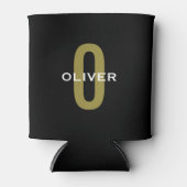 Gepersonaliseerde zwarte monogram Gold White Name Blikjeskoeler (Voorkant)