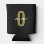 Gepersonaliseerde zwarte monogram Gold White Name Blikjeskoeler (Achterkant)