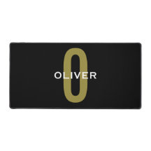 Gepersonaliseerde zwarte monogram Gold White Name