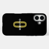 Gepersonaliseerde zwarte monogram Gold White Name Case-Mate iPhone Case (Achterkant (horizontaal))
