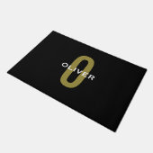 Gepersonaliseerde zwarte monogram Gold White Name Deurmat (Schuin)