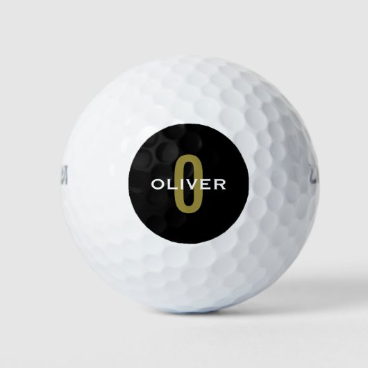 Gepersonaliseerde zwarte monogram Gold White Name Golfballen
