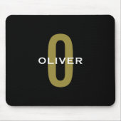 Gepersonaliseerde zwarte monogram Gold White Name Muismat (Voorkant)