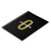 Gepersonaliseerde zwarte monogram Gold White Name Notitieboek (Linkerzijde)