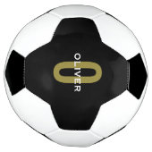Gepersonaliseerde zwarte monogram Gold White Name Voetbal (Gedraaid)