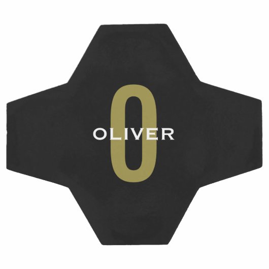 Gepersonaliseerde zwarte monogram Gold White Name Voetbal (Enkel)