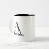Gepersonaliseerde zwarte Monogram Naam Koffie Mok (Voorkant links)
