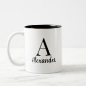 Gepersonaliseerde zwarte Monogram Naam Koffie Mok (Links)
