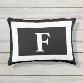 Gepersonaliseerde zwarte monogram White Trendy Buitenkussen