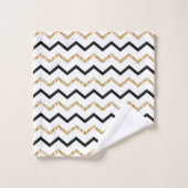 Gepersonaliseerde zwarte monogram witte Chevron Bad Handdoek (Wasdoekje)