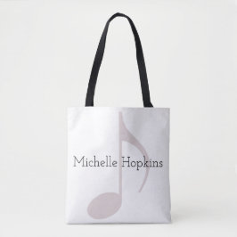 gepersonaliseerde zwarte muzieknoot tote bag