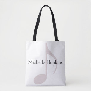gepersonaliseerde zwarte muzieknoot tote bag
