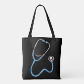 Gepersonaliseerde zwarte neurse Stethoscoop-minima Tote Bag (Achterkant)