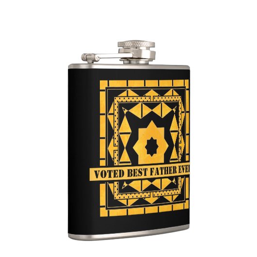 Gepersonaliseerde zwarte-Ocher-Vaderdag erlenmeyer Heupfles (Rechts)