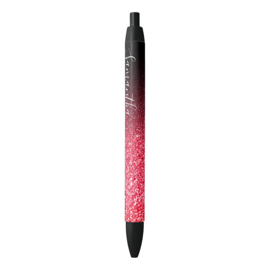 Gepersonaliseerde zwarte ombre Faux Red Glitter Inkt Pen (Voorkant Verticaal)