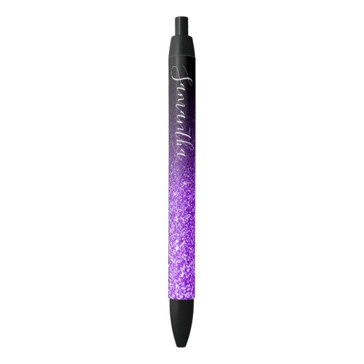 Gepersonaliseerde zwarte ombre Faux Violet Glitter Zwarte Inkt Pen (Voorkant Verticaal)